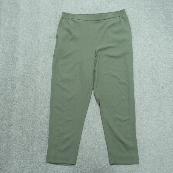 Anthropologie The Essential Cropped Trouser Women's Size M Olive Green Pull On - Picture 1 of 8
